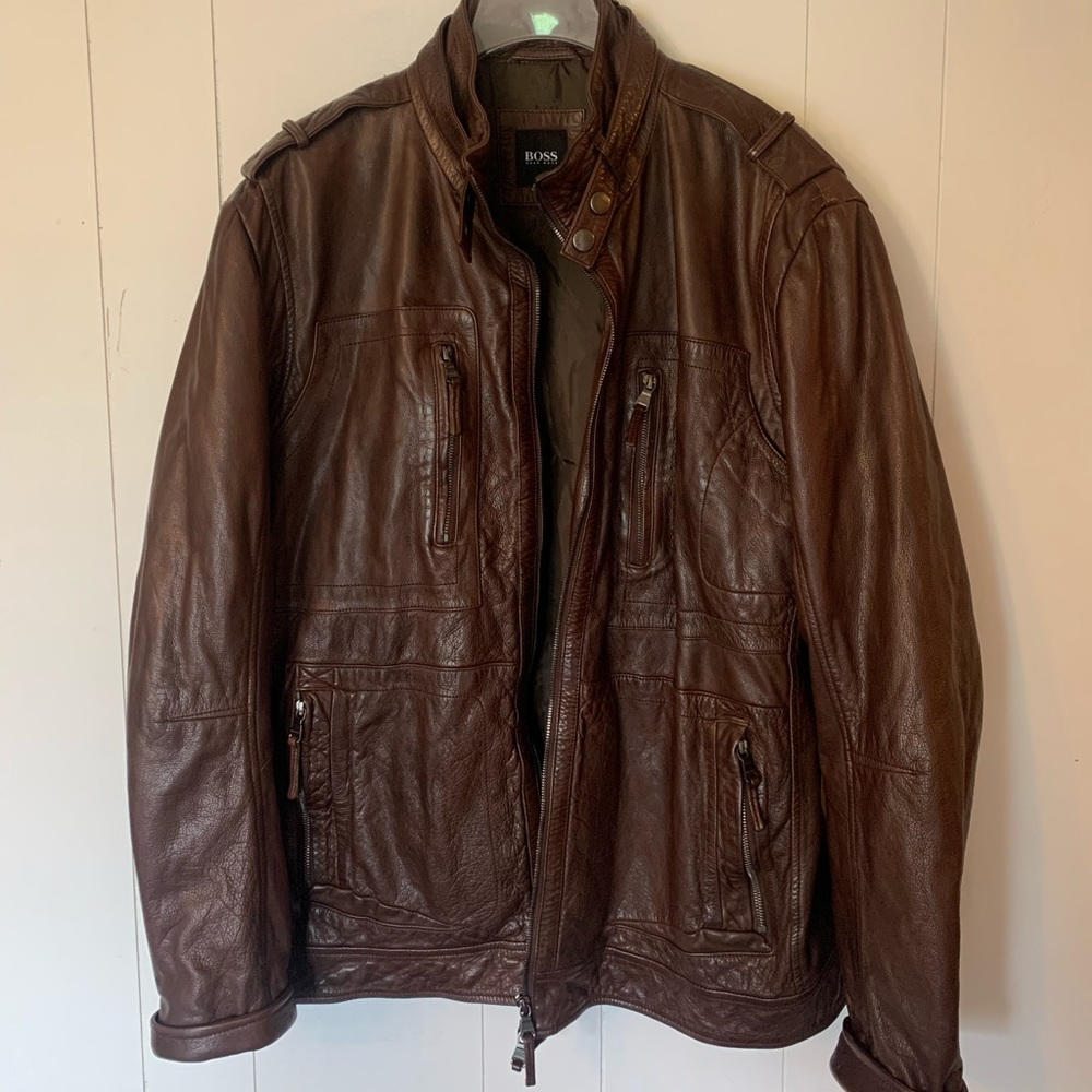 Hugo Boss Genuine Leather Biker Jacket